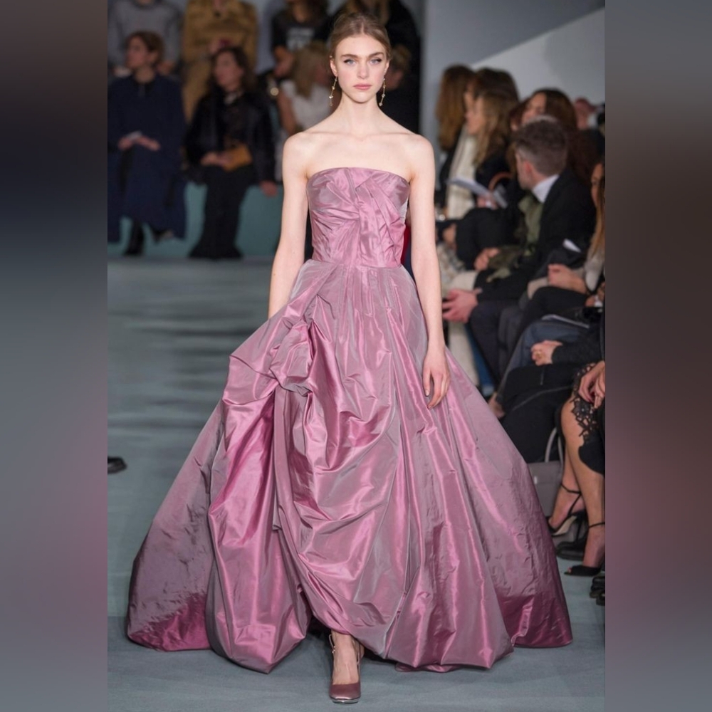 □$7,499 NEW OSCAR DE LA RENTA SILK STRAPLESS RUNWAY GOWN US 8 - Picture 1 of 16